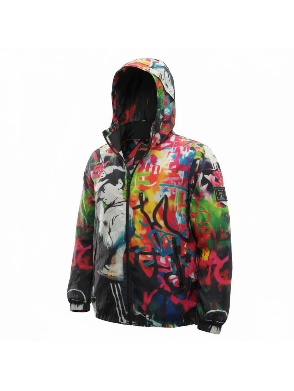 Brandalised Tango Hotel Graffiti Windbreaker Jacket Hooded Size Large